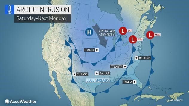 Arctic air Sat-Mon by AccuWeather